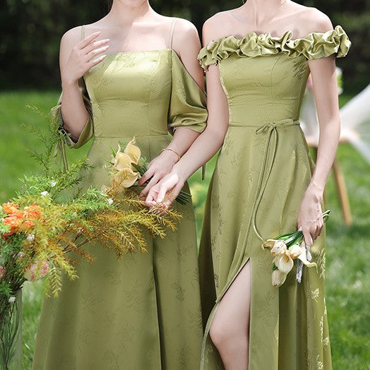Robe de demoiselle d'honneur de style national vert