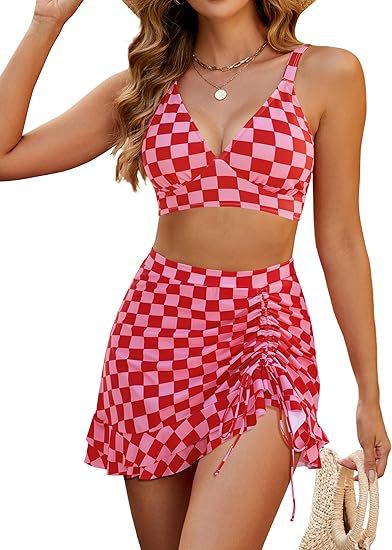 Maillot de bain deux pièces avec jupe à haute couture imprimée