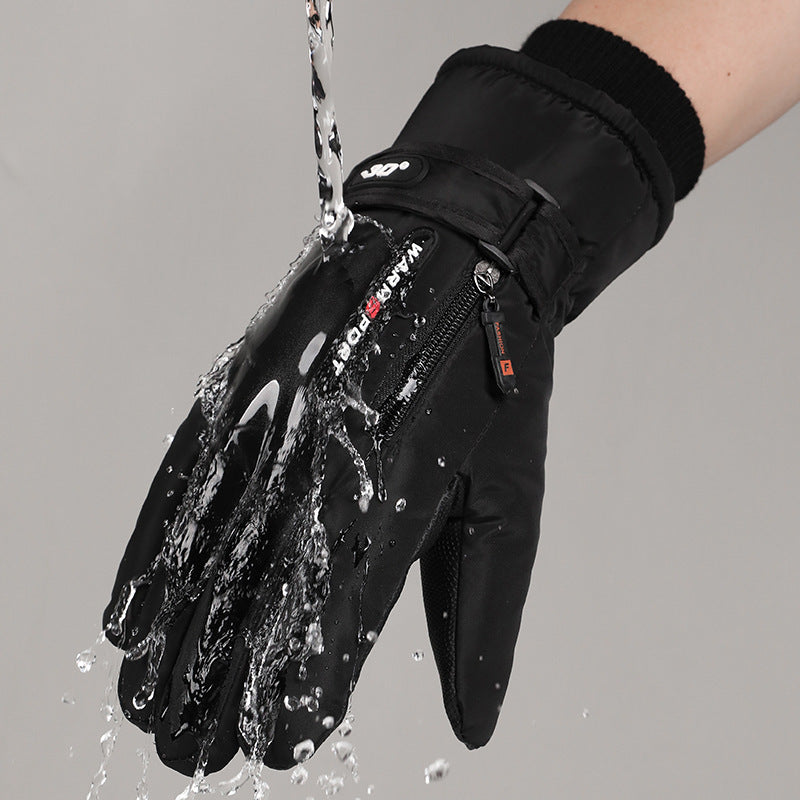 Skiing Fleece doublé chaud rembourré Garde de vélo extérieur Gants coupe-vent