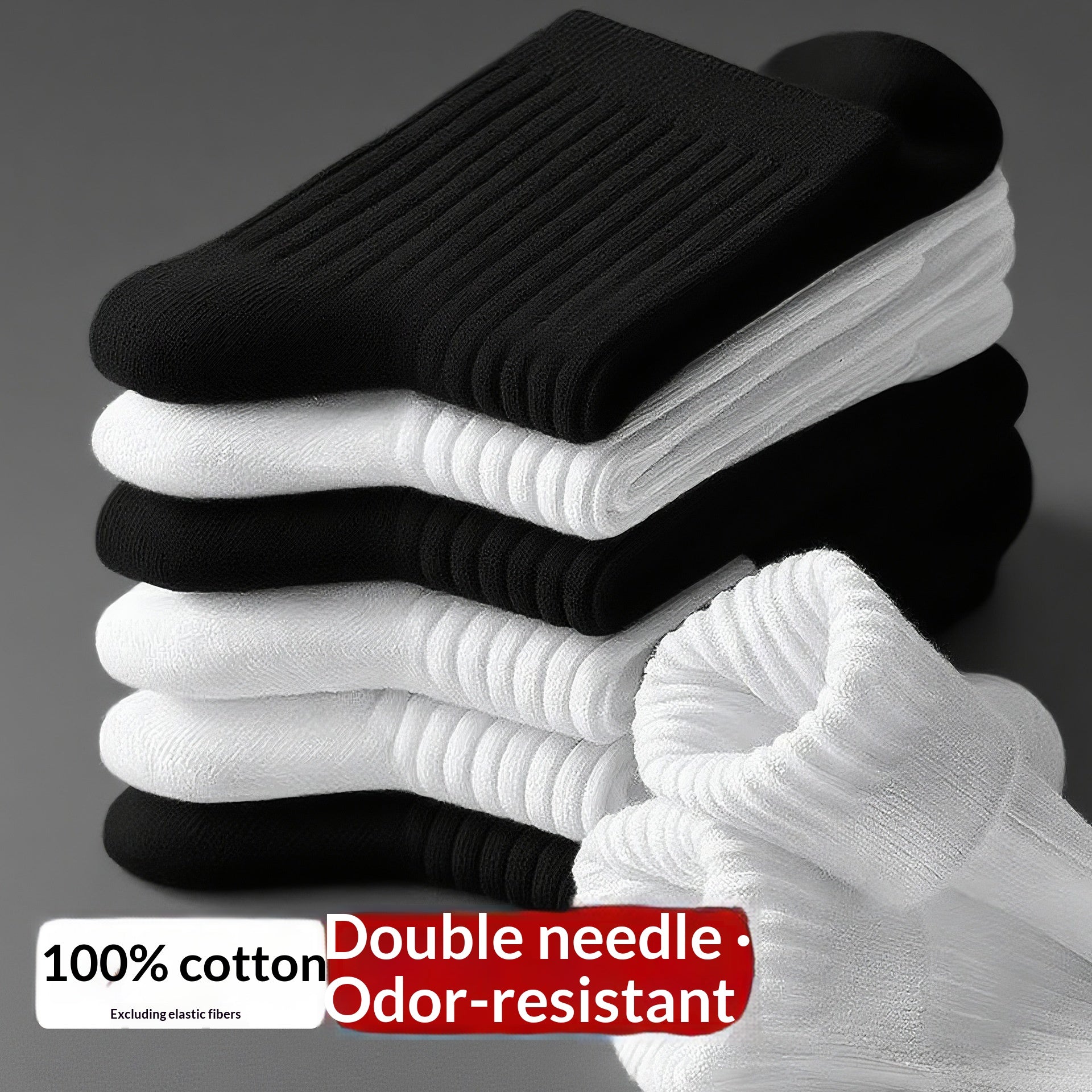 Chaussettes d'affaires en coton à double manche pour hommes avec des propriétés absorbantes et désodorisantes