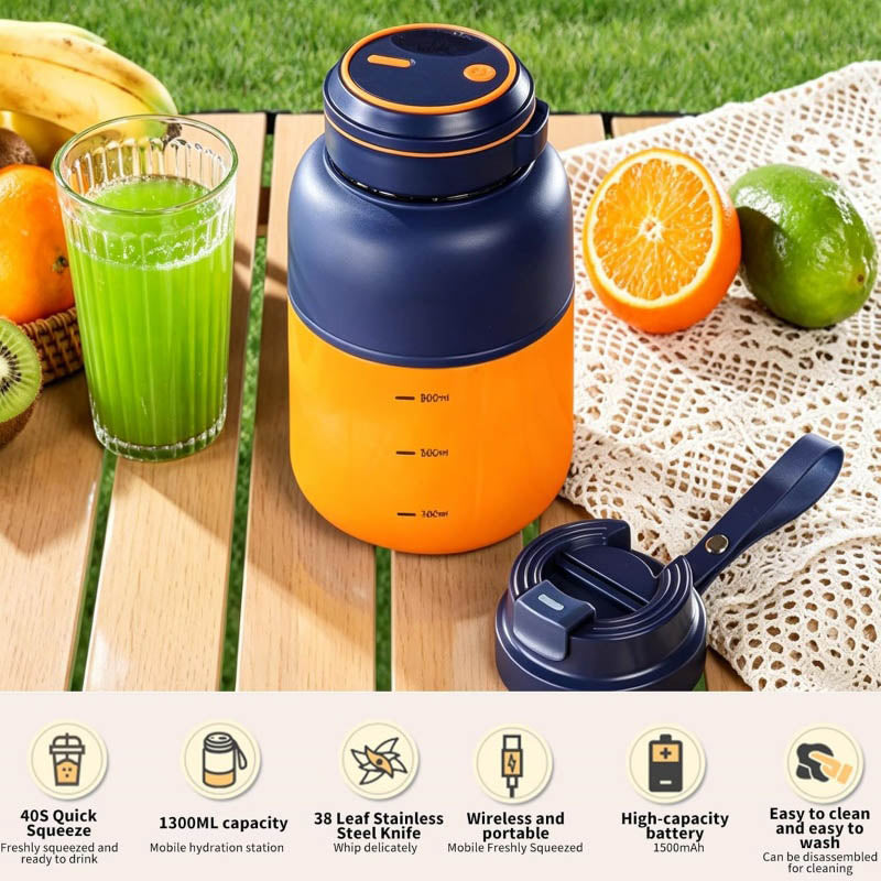 Bouteille de mélangeuse sans fil 1300ml Portable Rechargeable Smoothie