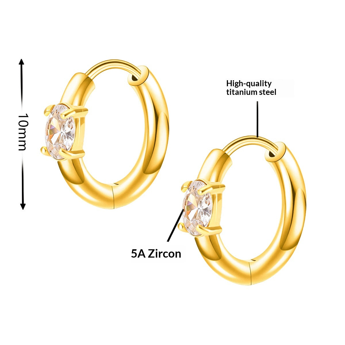 Boucles d'oreilles Zircon en acier de titane pour femmes