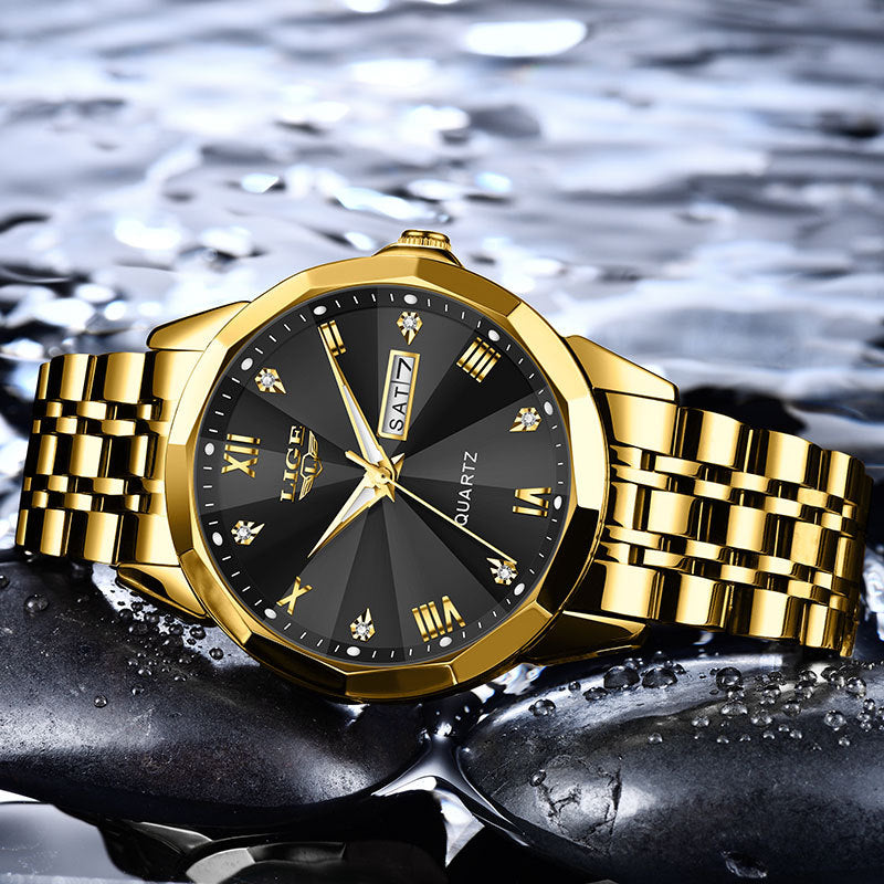 Montre Quartz Lumineuse étanche à double calendaire pour hommes