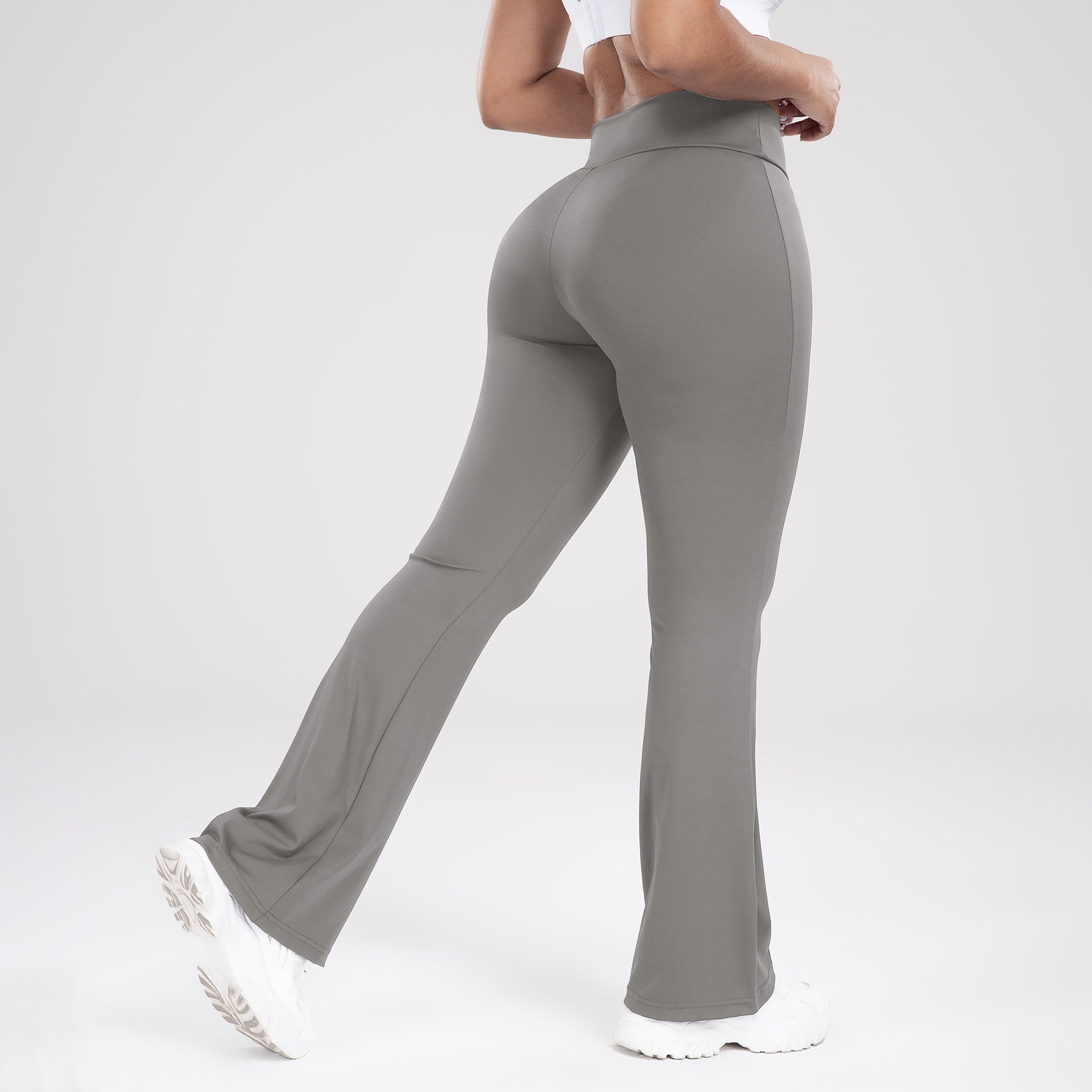 Femmes Crisscross Waist Flared Yoga Pantalons Slim Fit Sports de plein air Casual Bell Bottom Active