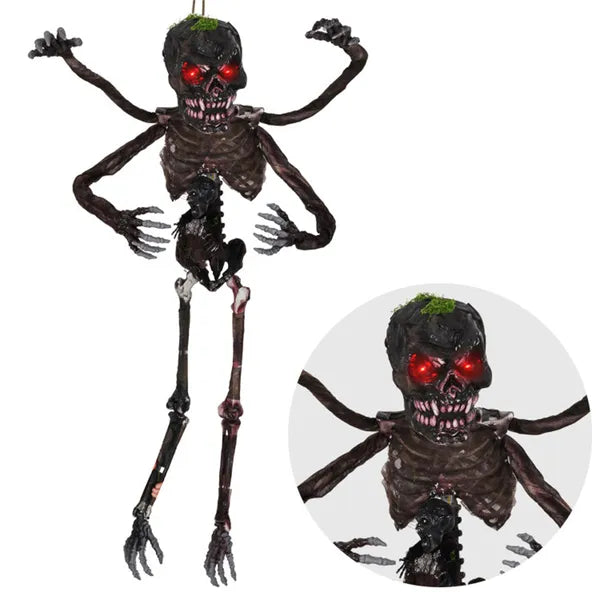 Squelette d'Halloween de 6 pieds d'onde sonore - Yeux rouges clignotants