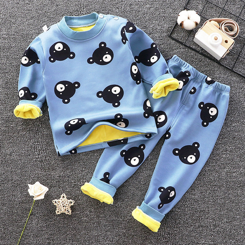 Sous-vêtements thermiques pour enfants Costume en peluche Épaisseur Garçons Filles Vêtements d'automne