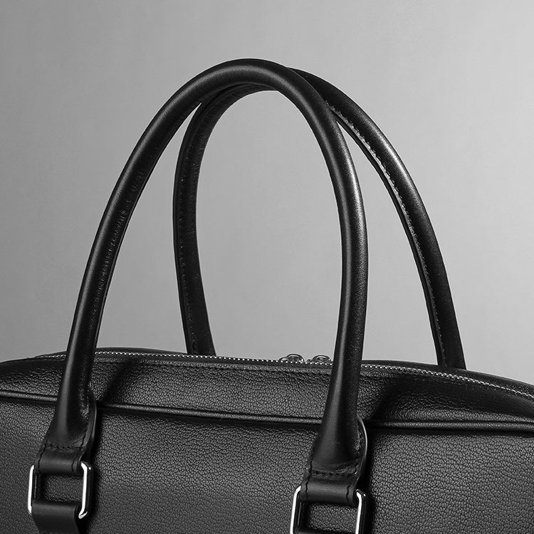 Sac à main en cuir véritable homme Double Zipper Cattlehide en cuir mode