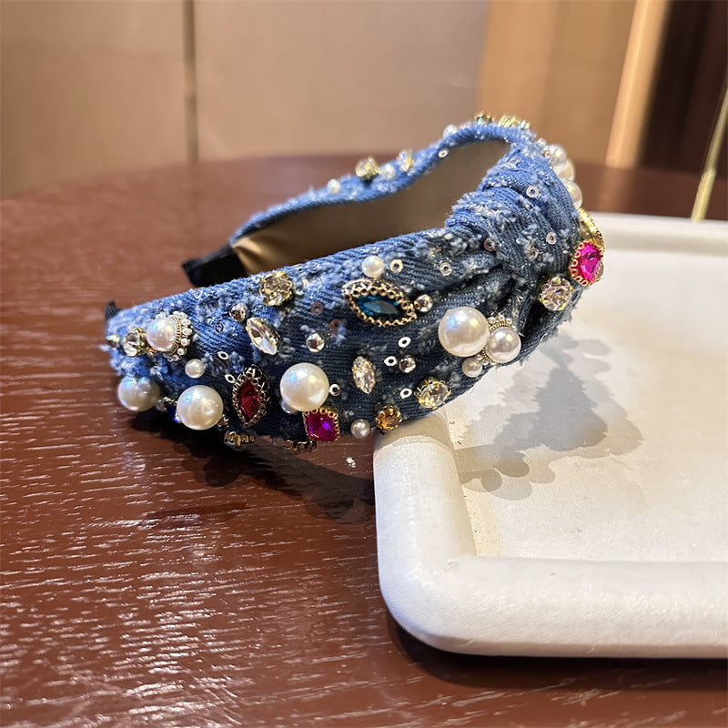 Denim Peraded Strass Baroque Robbery Special-interest Design Hairpin