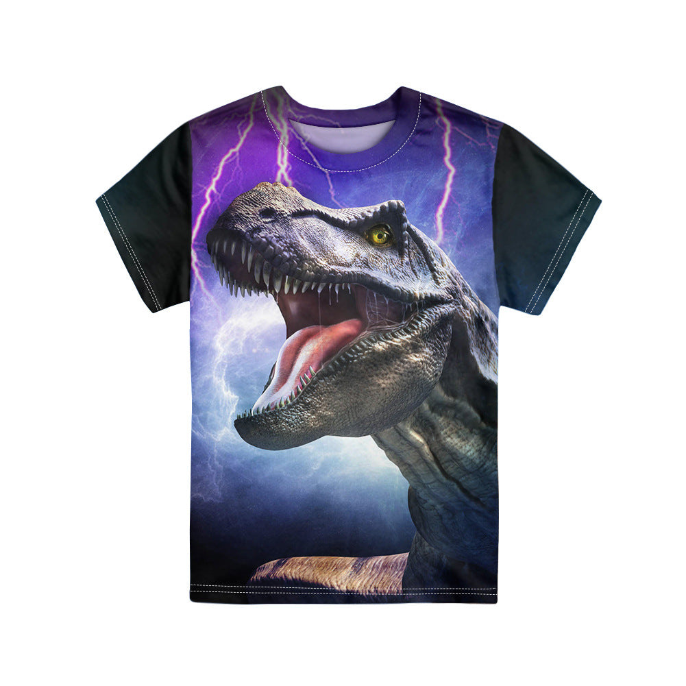 T-shirt dinosaure d'été imprimé complet pour garçon