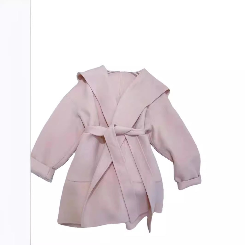 Manteau de cachemire à capuche à double face pour femmes