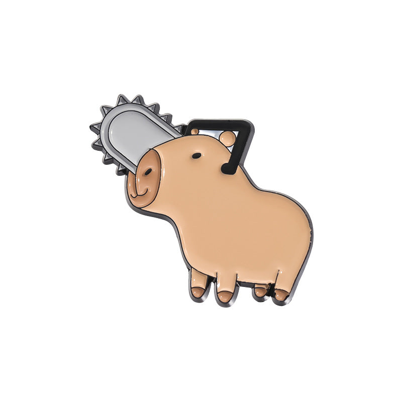 Broche d'insigne de peinture de style animal Capybara