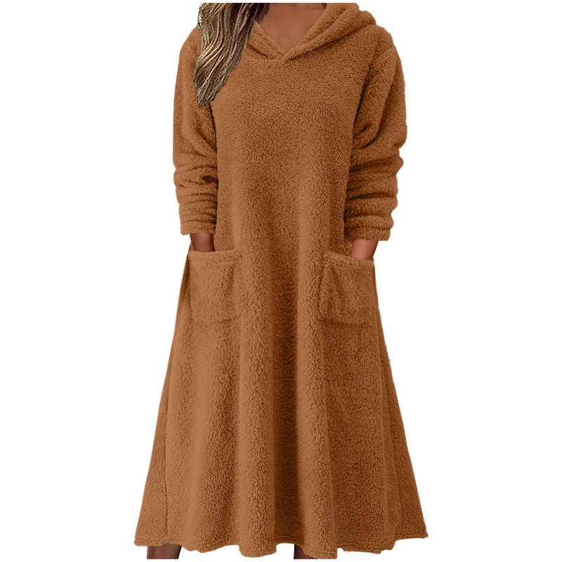 Robe à capuche à manches longues décontractée