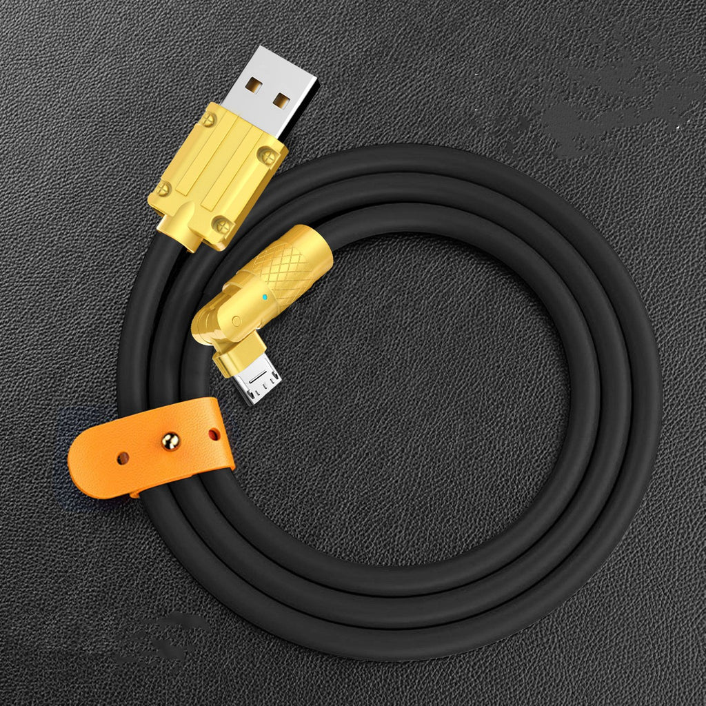 120W Câble de données de charge rapide 180 degrés Rotary Elbow Zinc Alliage de silicone