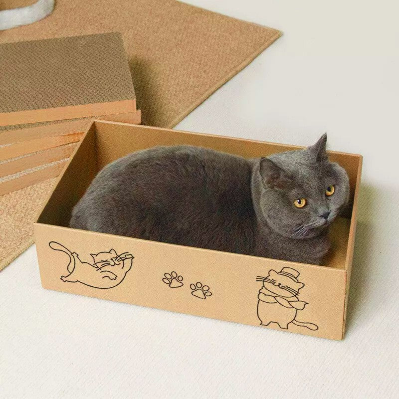 5X Cat Box Scratcher Scratching Board Heavy Duty Corrugated Cardboard Kitten UK