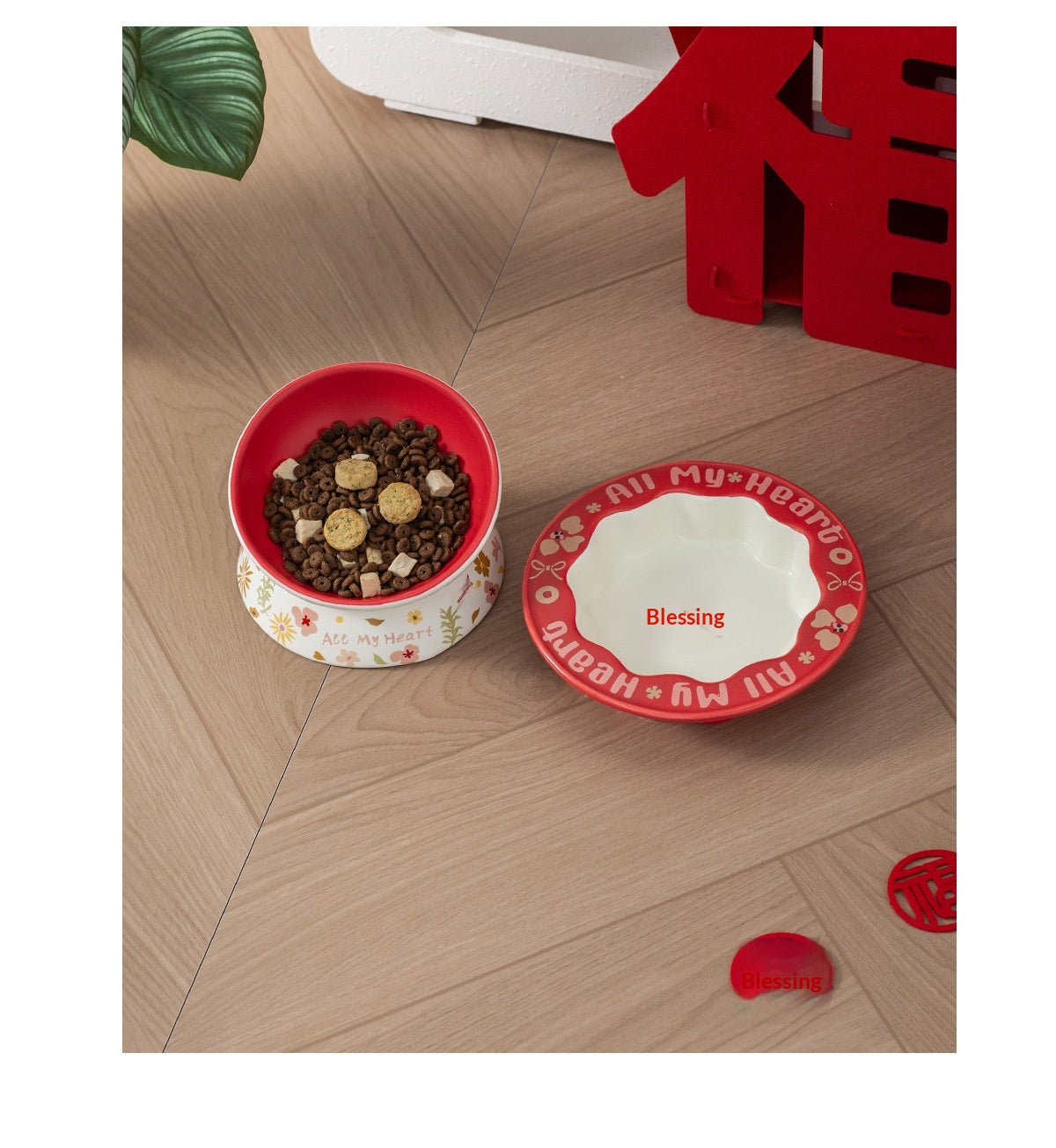 Lacy Ceramic Fu Pet Bowl