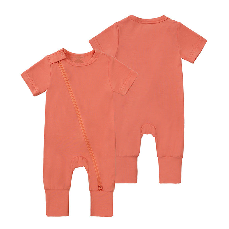 Romper d'été unisexe bébé manches courtes Romper Couleur solide
