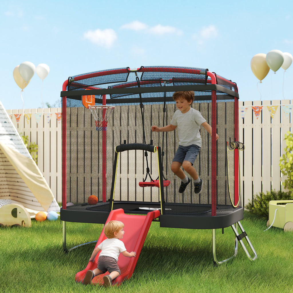Trampoline 4 x 6FT pour enfants intérieur et extérieur avec diapositive