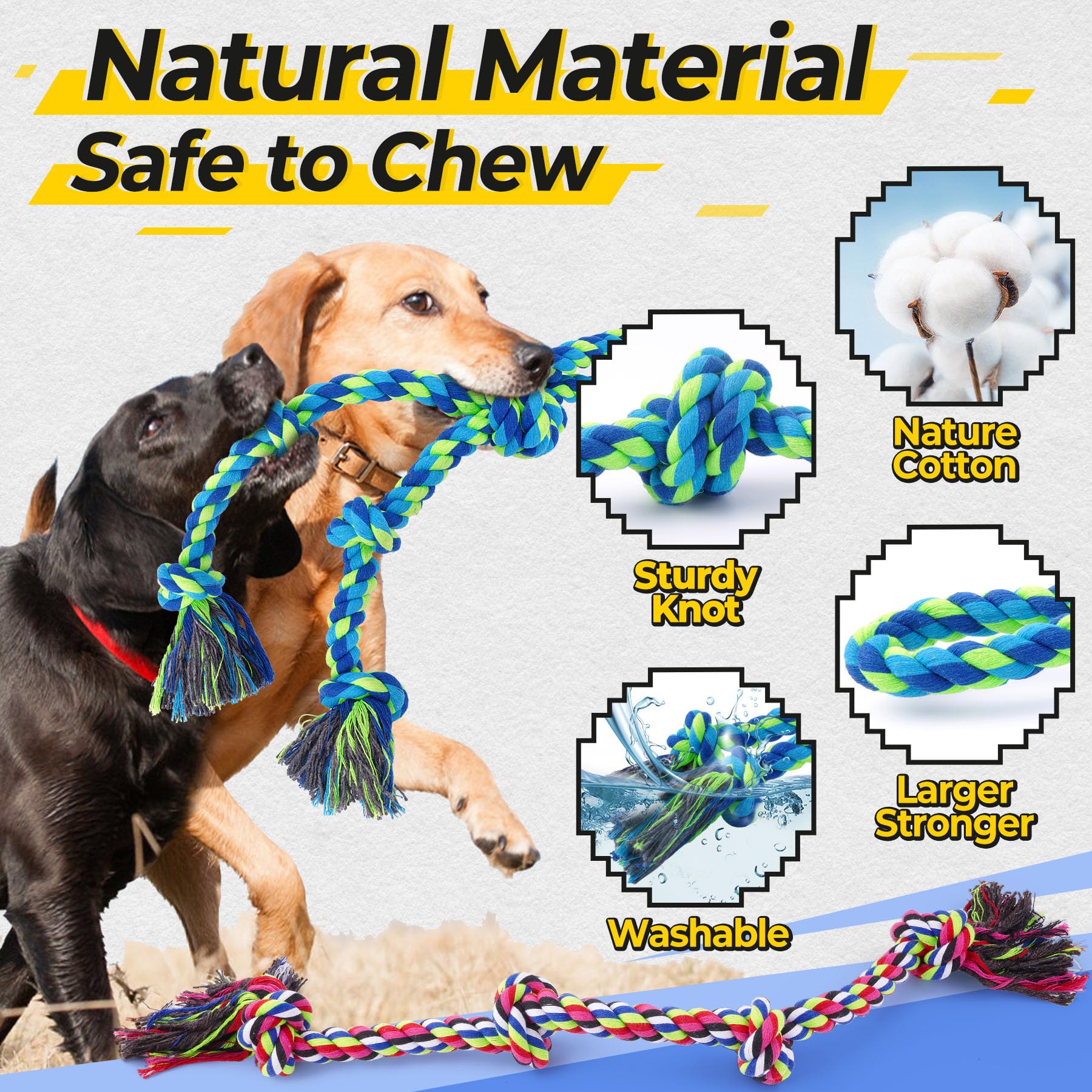 Jouets de corde de chien dur pour les brochettes agressives
