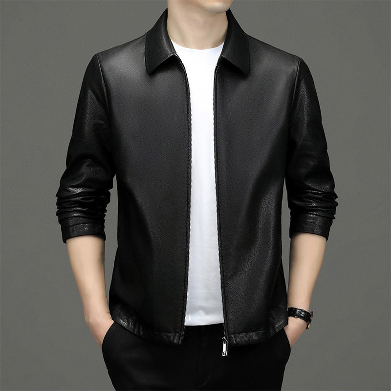 Veste en cuir véritable écologique Lapel Veste en cuir véritable Hommes