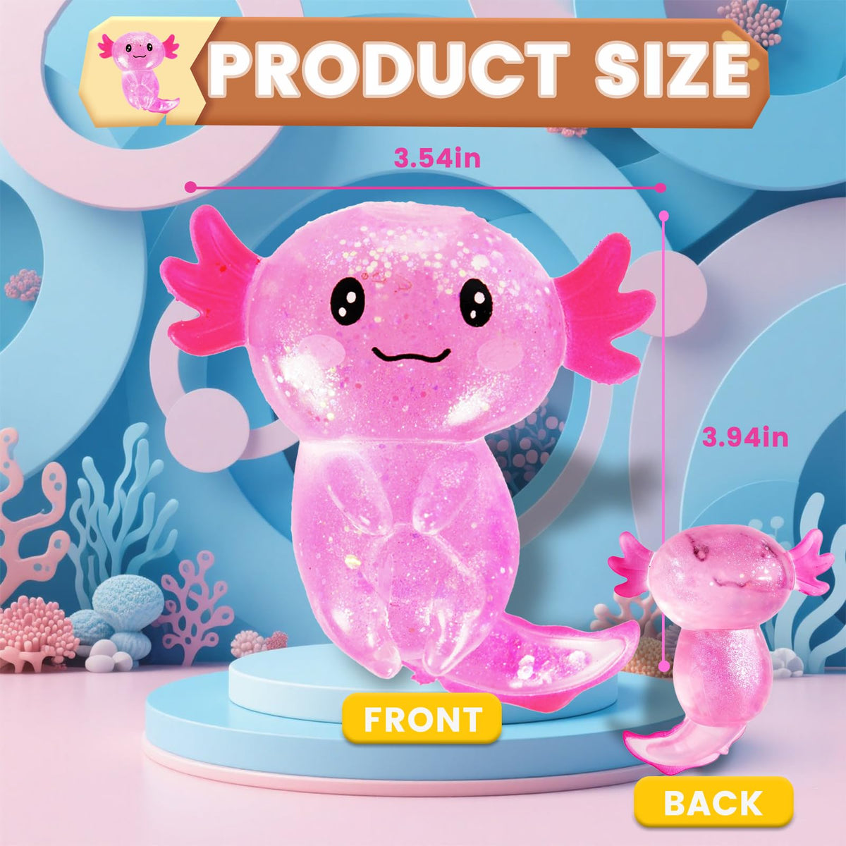 Axolotl Stress Relief Toy Glitter Fidget Toys Mignon Malt Sugar Axolotl Toy Fidget Toys Adul