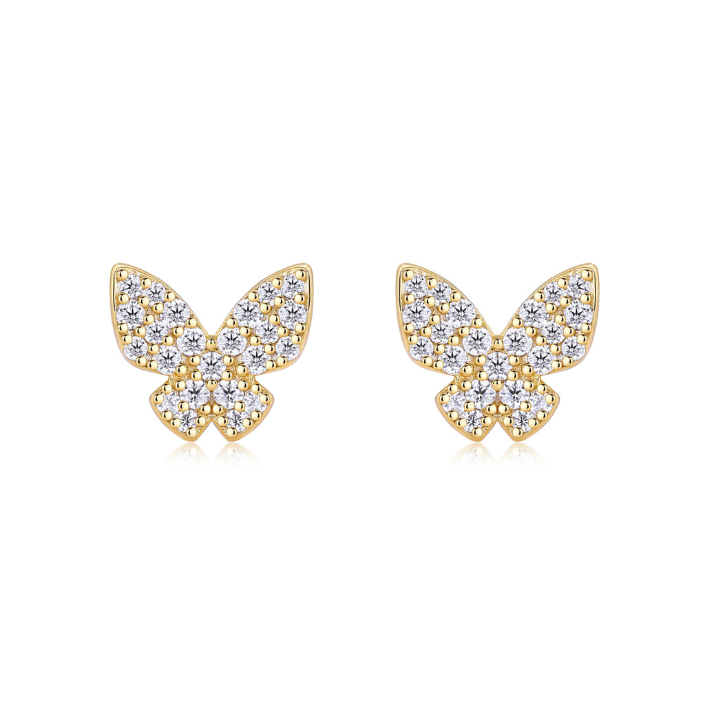 S925 Boucles d'oreilles à papillon plaqué argent sterling