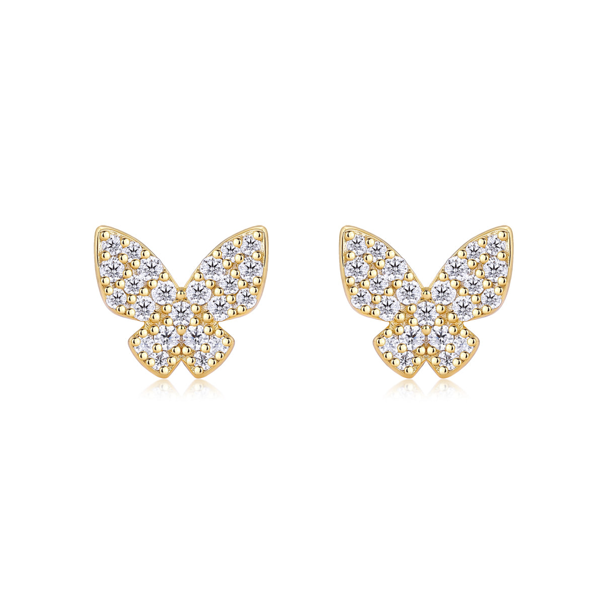 S925 Boucles d'oreilles à papillon plaqué argent sterling