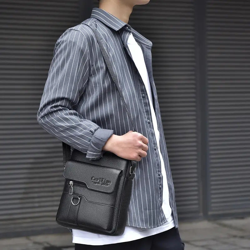 Men's Lychee-Grain Business Commuter Shoulder Bag