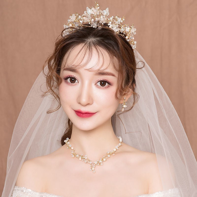 Veil Mariée Robe de mariée Couronne Tricolore Coiffure Couronne Super Fée Série