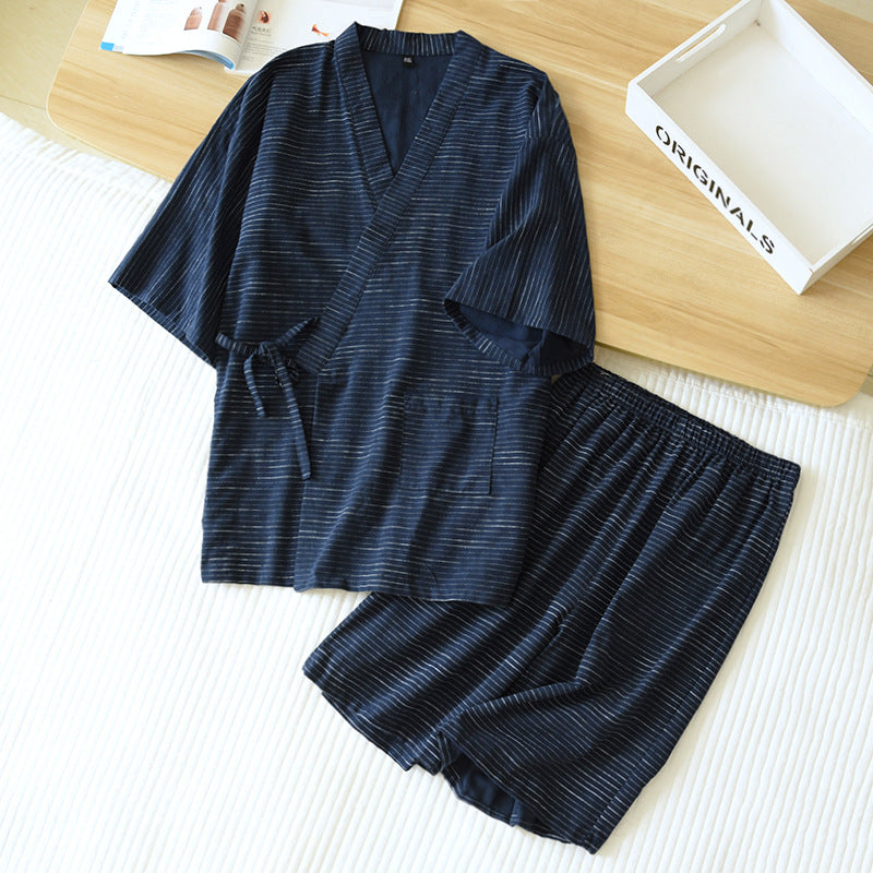 Pyjama pour hommes Kimono Printemps et coton d'été Peignoir Plus Taille Pyjama Cotton pour hommes