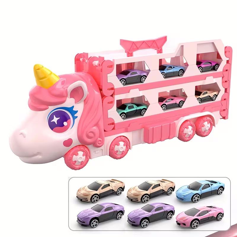 Jouet de camion transformable mignon Racetrack extensible et ensemble de stockage de véhicule Portable Carrier Wi