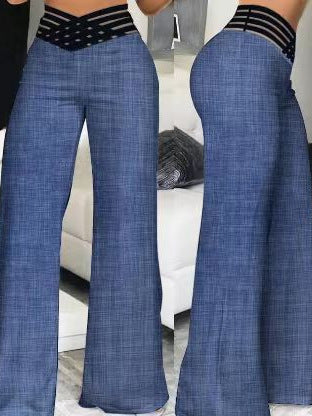 Pantalon de longue taille pour femmes Hollow Out Cross Pantalon Élégant Pantalon d'élégant feu de route Pantalon haute taille Ca