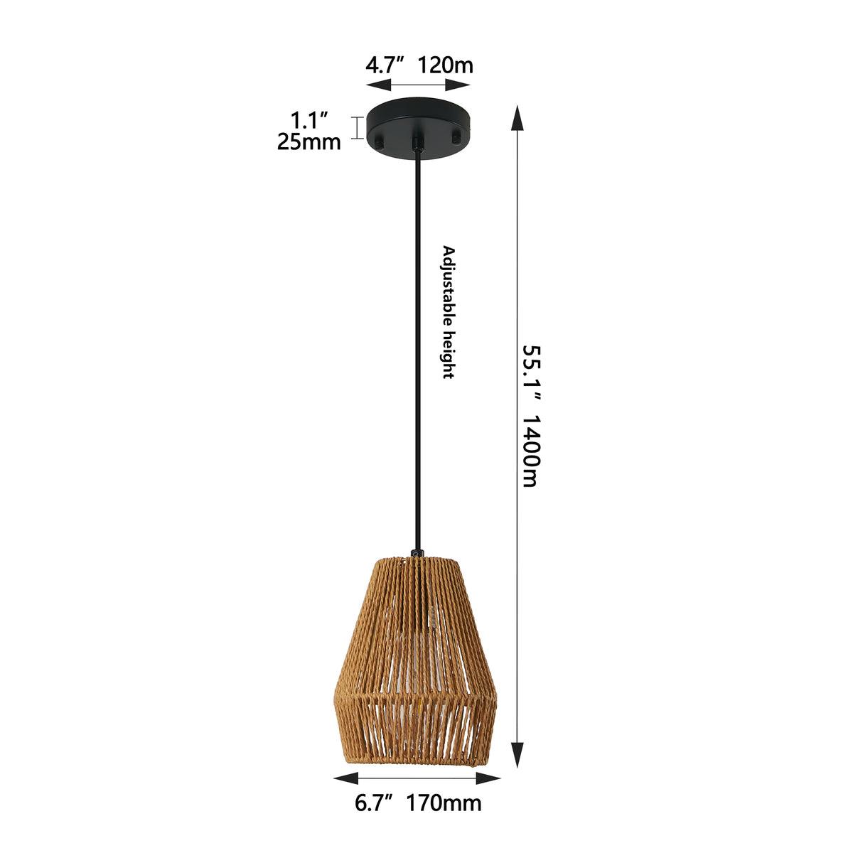 Ensemble de 7pouces de 3 Pendentif de corde de chanvre rustique