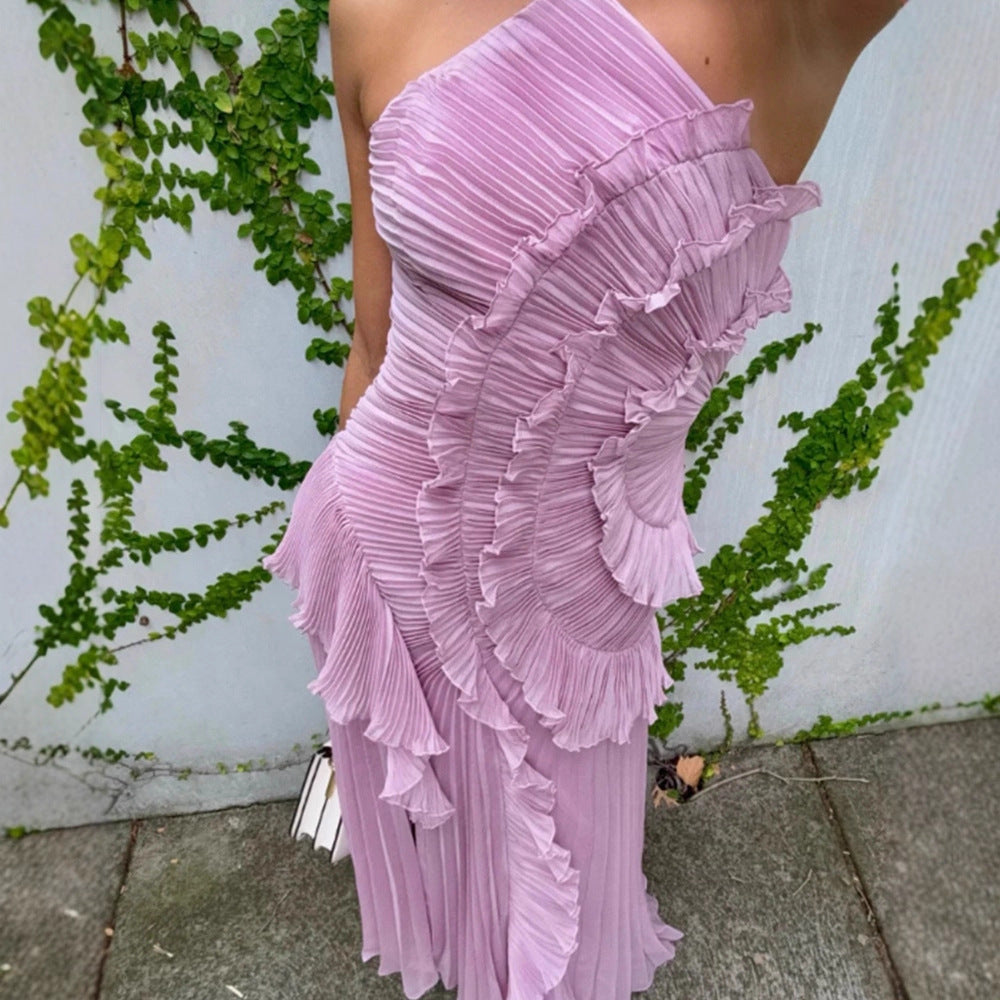 Robe sans dos sexy à col haltère pour femmes