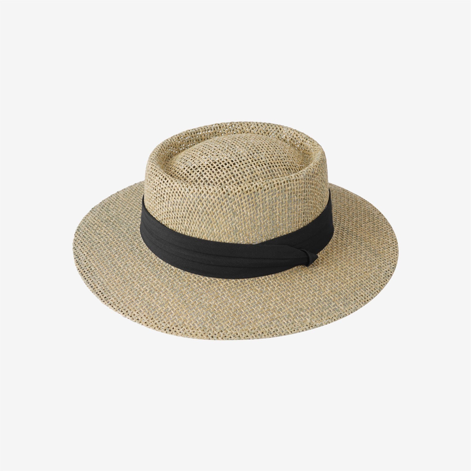 Chapeau de paille plat Hollow de style vieux argent pour femmes
