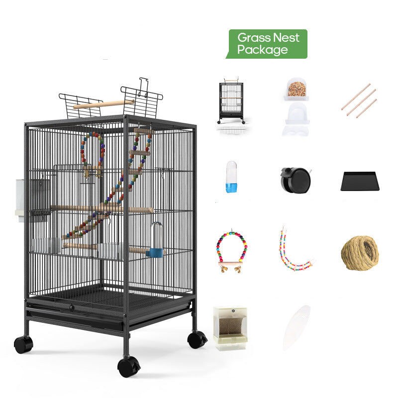 Parrot Xuanfeng Bird Cage with Feeder Toy Grass Nest Reproductive Box