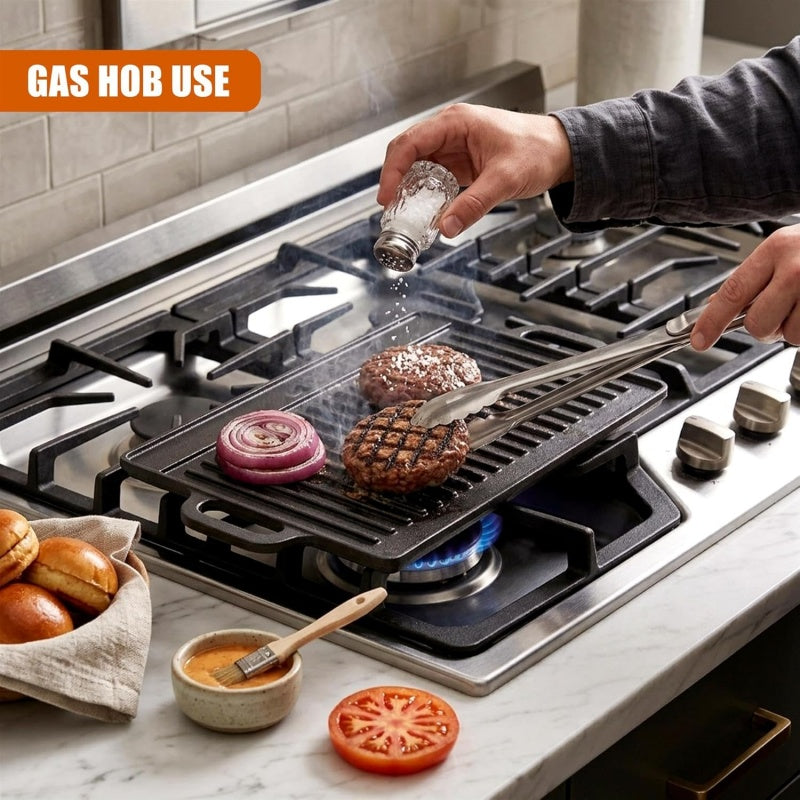 Assiette en fonte Fer réversible BBQ Pâte à frire Grille double face