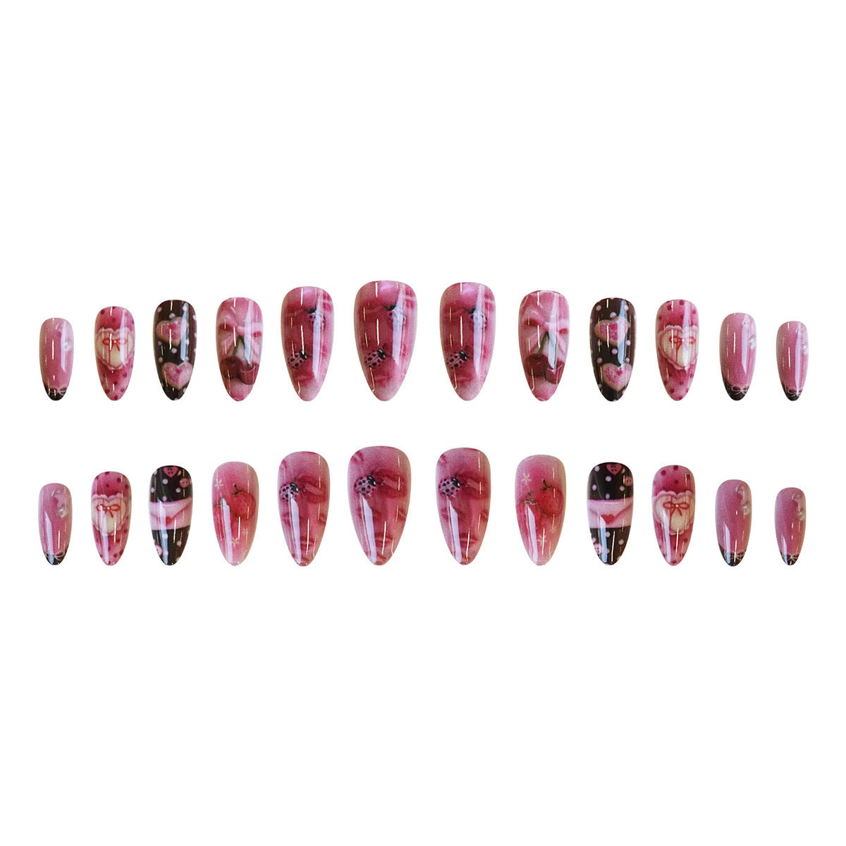 Enveloppe de fraise douce en forme de coeur Polka-Dot Conseils pour porter des ongles