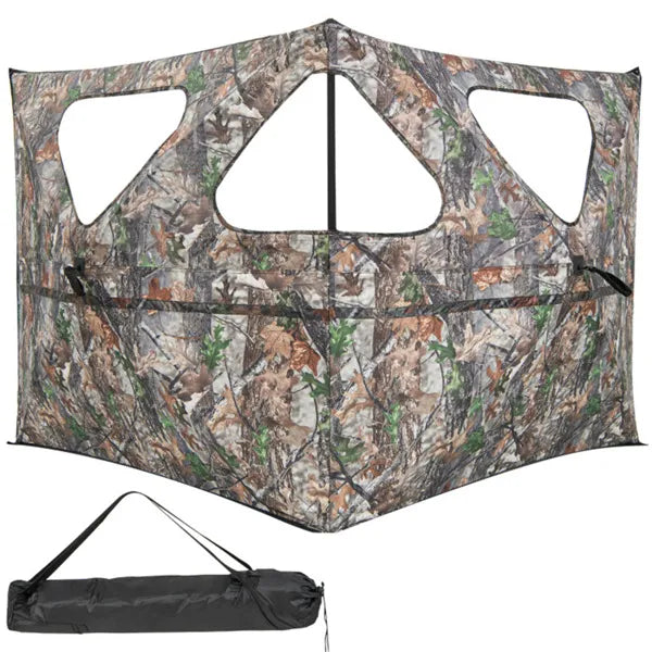 2-Panel See-through Hunting Blind - Pop-Up Design avec 3 prises de vue à travers les ports