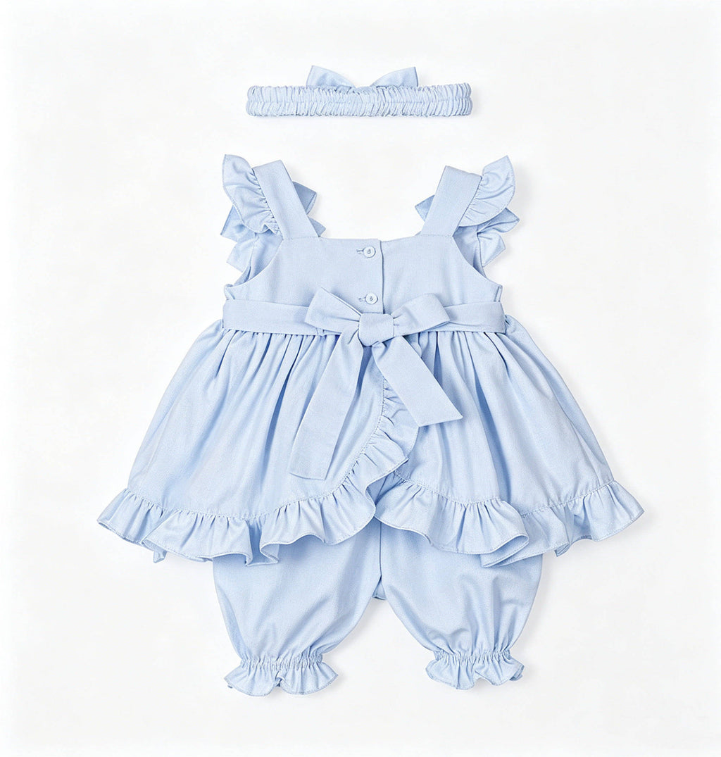 Girls' Summer Doll-style Top and Shorts Three-Piece Set