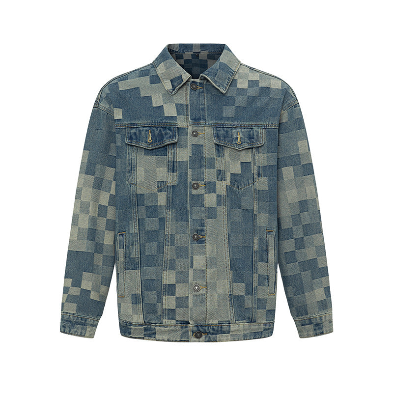 Jeune Denim Court Gown Style coréen Mosaic Denim Veste pour hommes