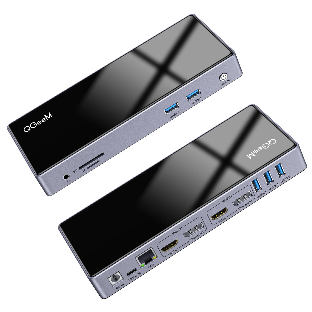 QGeeM 15in1 Type-C Multi-fonction DisplayLink Station d'accueil unique 5K Dual 4K Multi-syst
