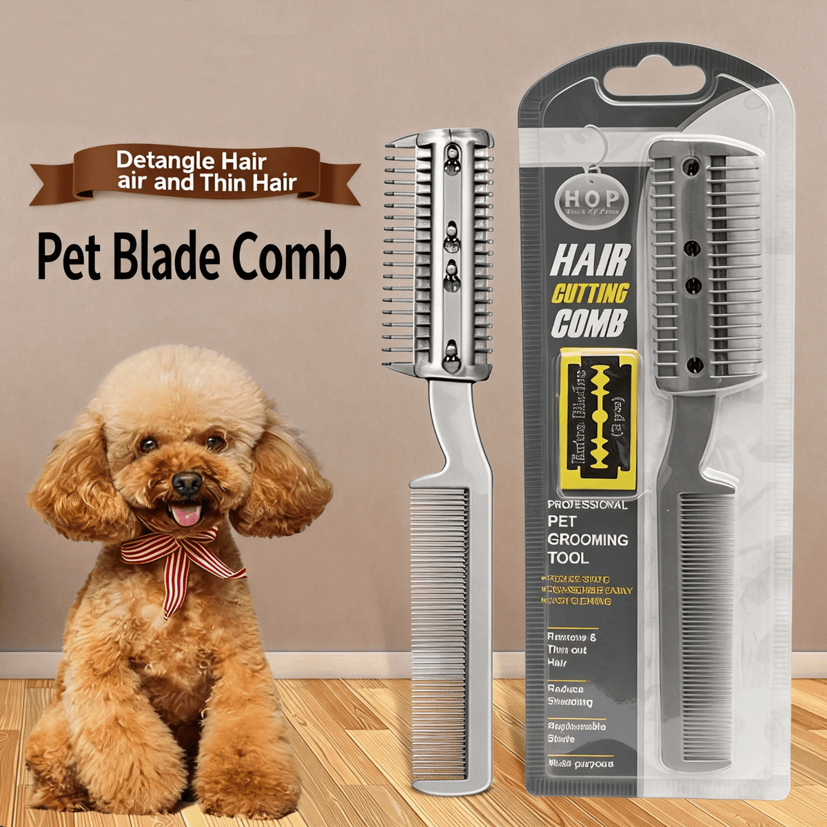 Peigne de coupe de cheveux pour animaux de compagnie avec lames remplaçables