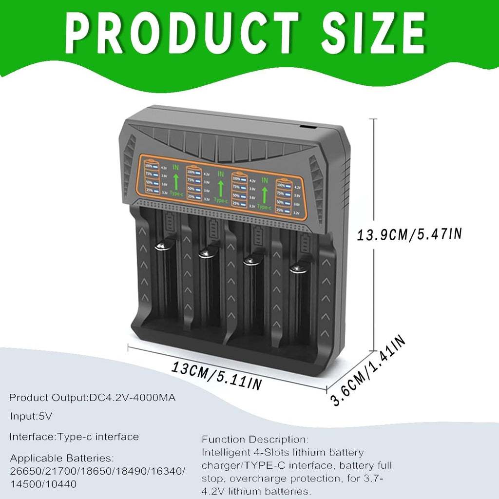 Chargeur de batterie intelligent LED 4-Slot USB pour batterie rechargeable AA AAA Nimh 18650