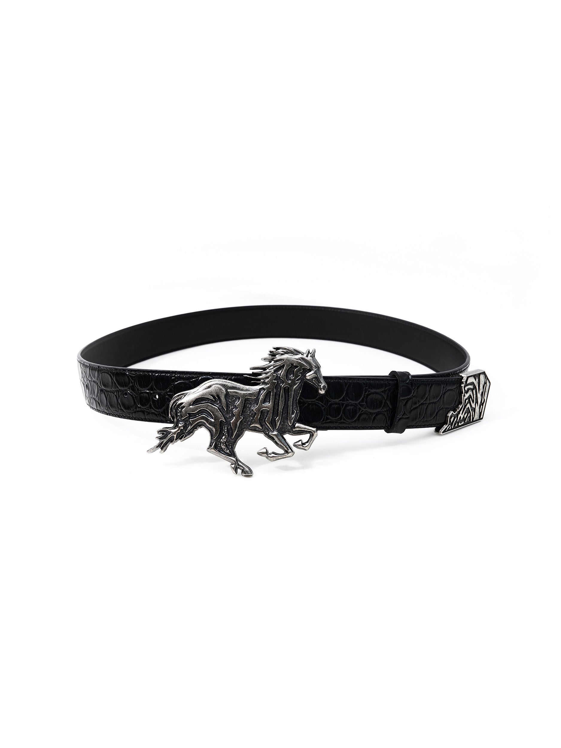 Ceinture en cuir embossée texturée