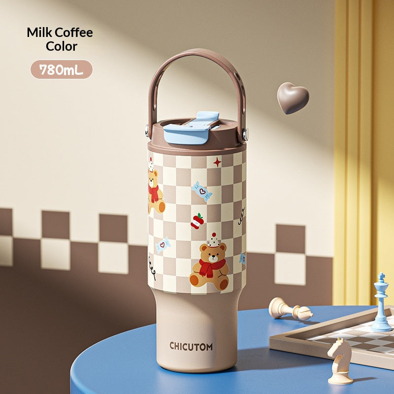 High Handle Stainless Steel Look Insulated Liner Mug
