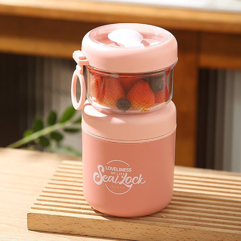Mug de petit déjeuner en acier inoxydable avec couvercle