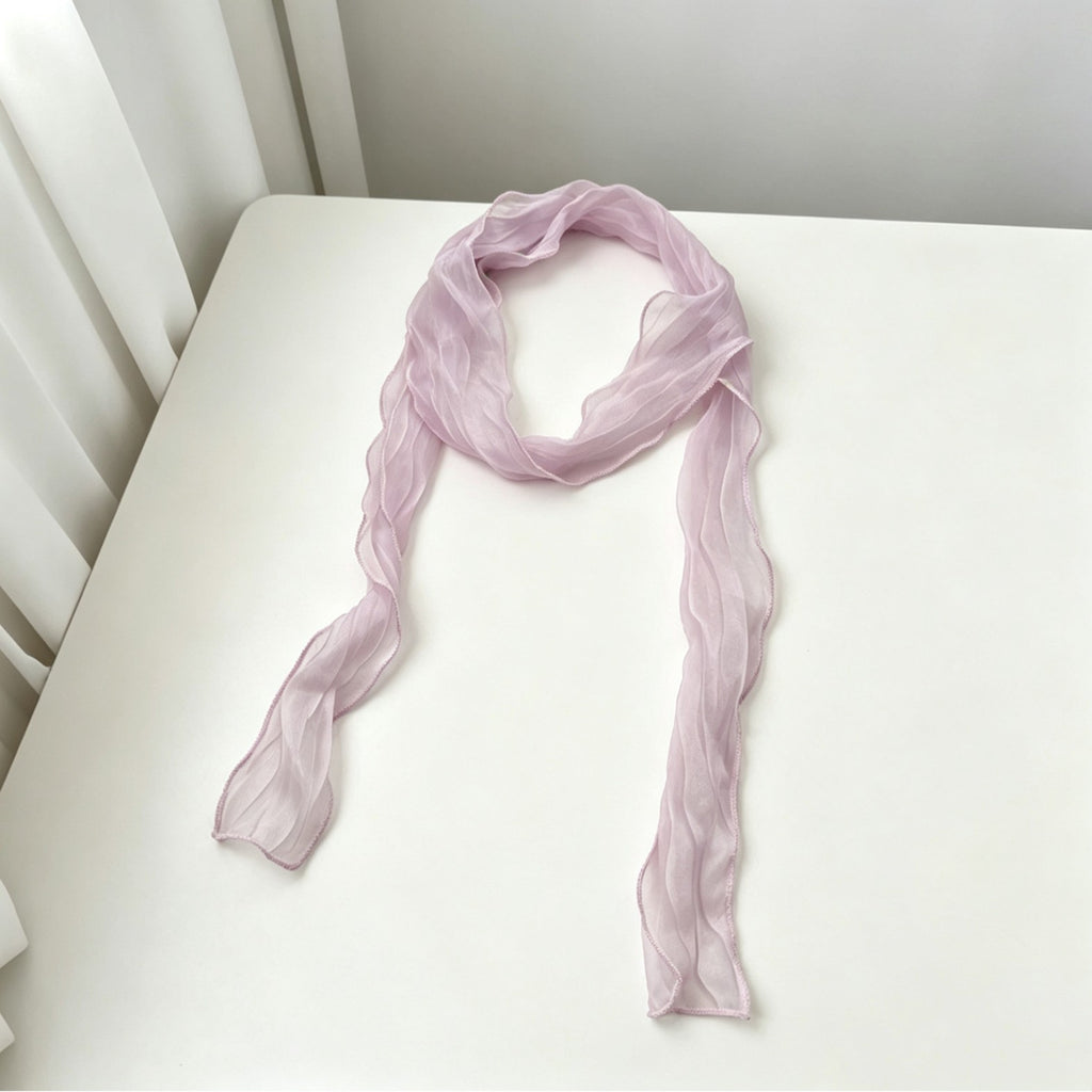 Écharpe longue polyvalente de couleur solide avec bords de wave