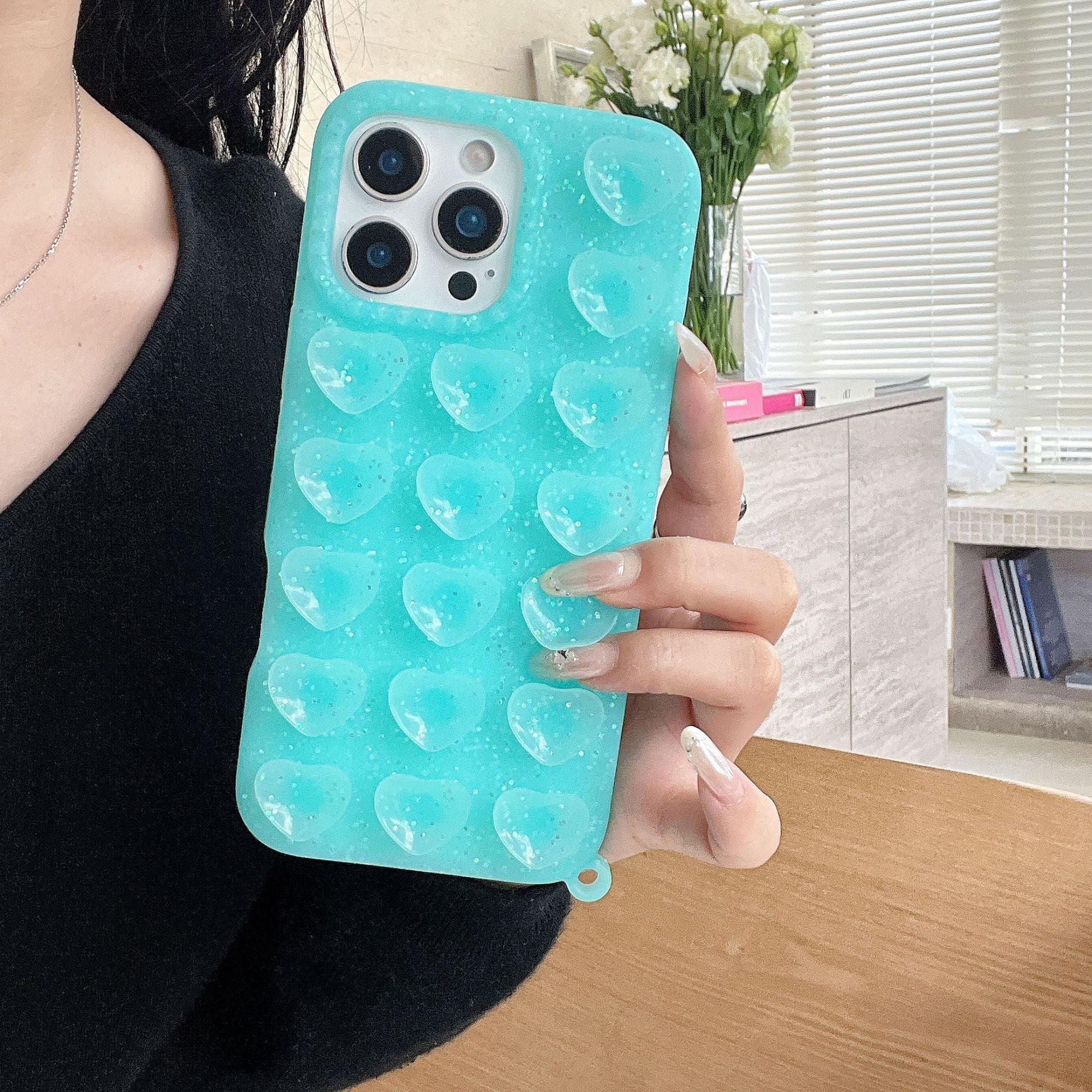 L'amour-thème Glitter Suction Cup cas téléphone approprié pour