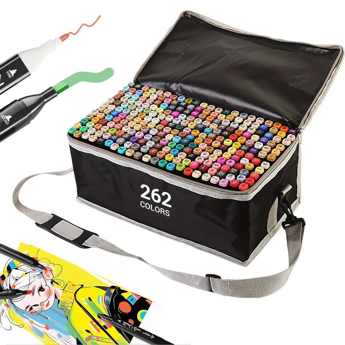262 Couleur double-tip Marqueur Set Quick-Dry Marqueurs de croquis pour la peinture de dessin professionnel