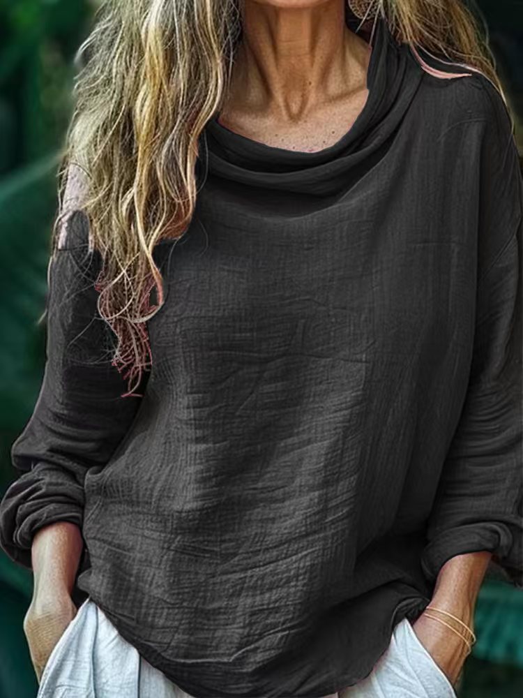 European and American Spring Women's Casual Loose Fashion Long Sleeved Solid Color Pile Co